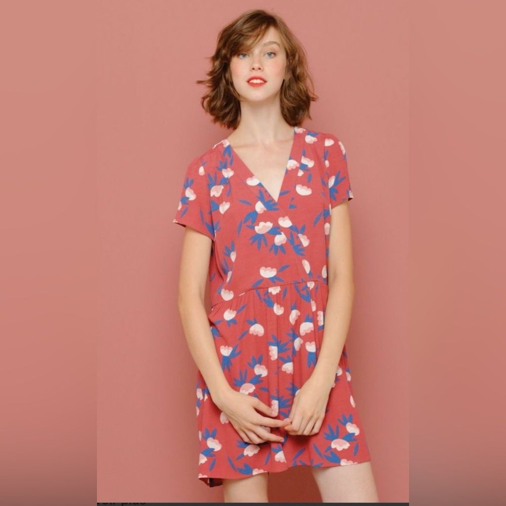 Floral V-Neck Mini Dress - Emibel from Des Petits Hauts